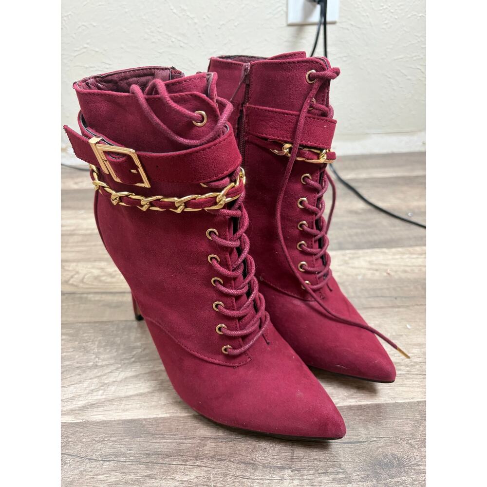 Shoedazzle Red Boots Women's Size 8 Preppy Clubwear Stiletto Heel Clubbing Shoe